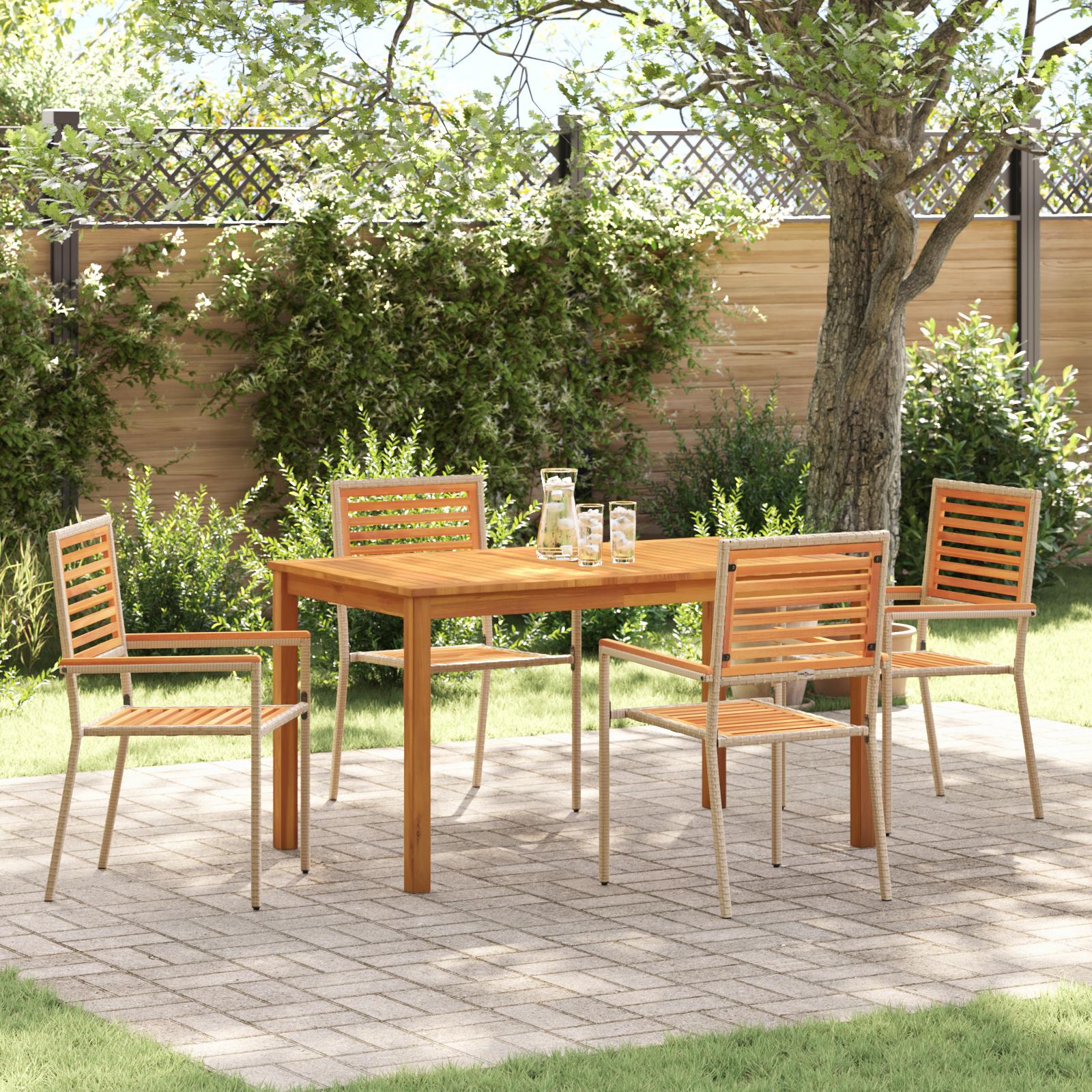 Have Spisebordssæt 5 stk Beige Poly rattan billede