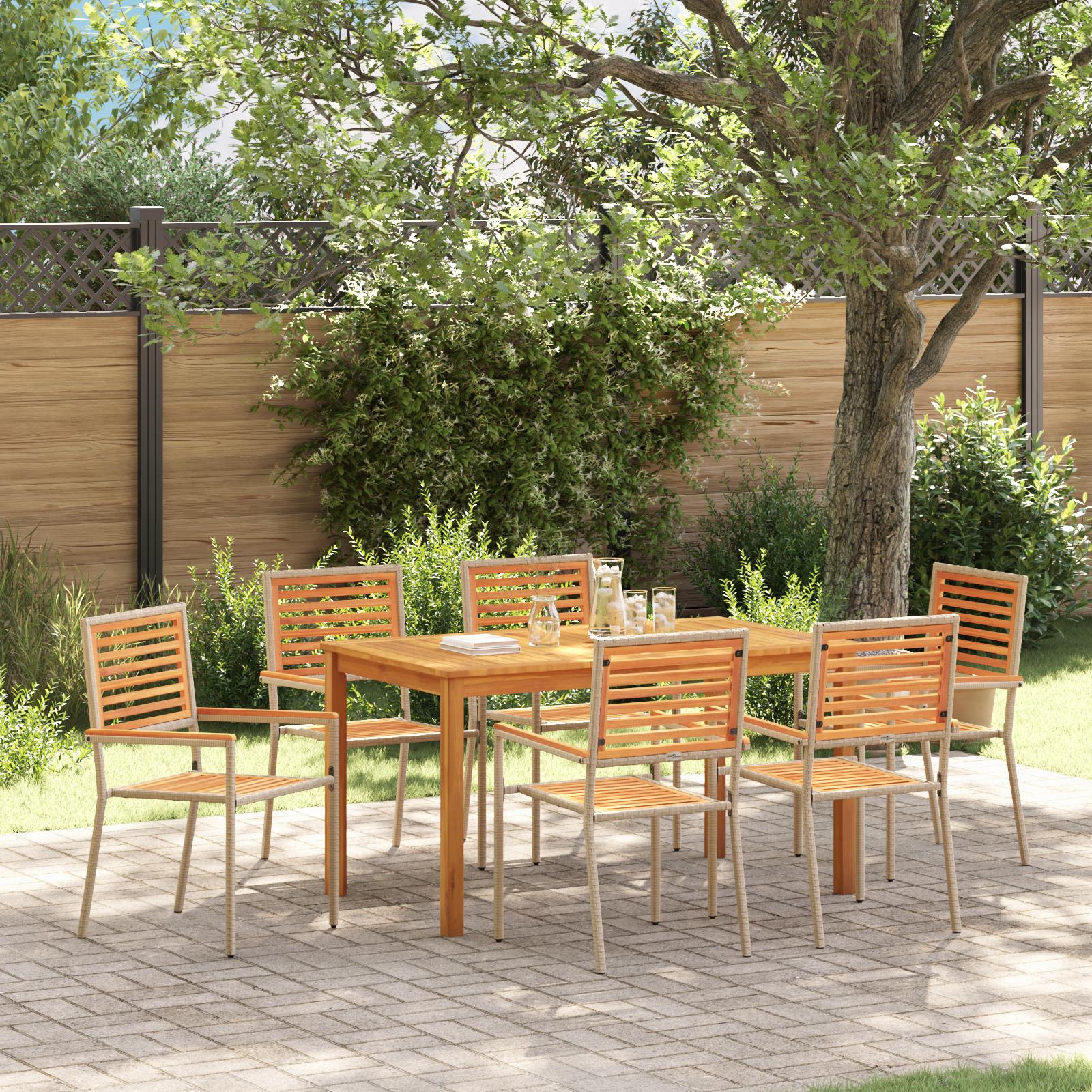 Have Spisebordssæt 7 stk Beige Poly rattan billede