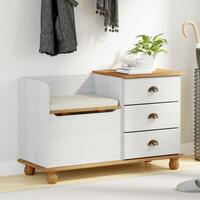 Entre opbevaringsbænk ASKIM Hvid 100x39x62 cm Massiv Træ Fyr