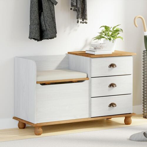 Entre opbevaringsbænk ASKIM Hvid 100x39x62 cm Massiv Træ Fyr