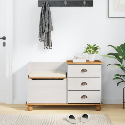 Entre opbevaringsbænk ASKIM Hvid 100x39x62 cm Massiv Træ Fyr