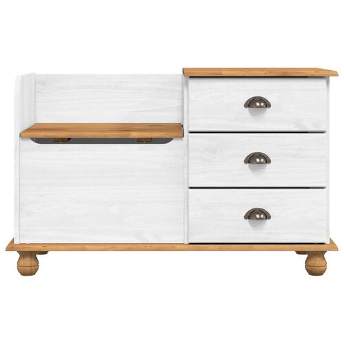 Entre opbevaringsbænk ASKIM Hvid 100x39x62 cm Massiv Træ Fyr