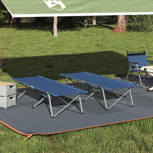 Foldbar camping sengesæt Blå Stof og metal Kompakt Sammenfoldelig