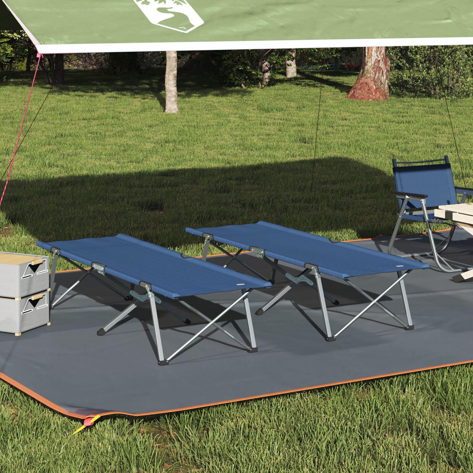 Foldbar camping sengesæt Blå Stof og metal Kompakt Sammenfoldelig
