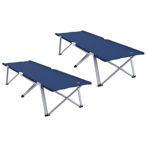 Foldbar camping sengesæt Blå Stof og metal Kompakt Sammenfoldelig
