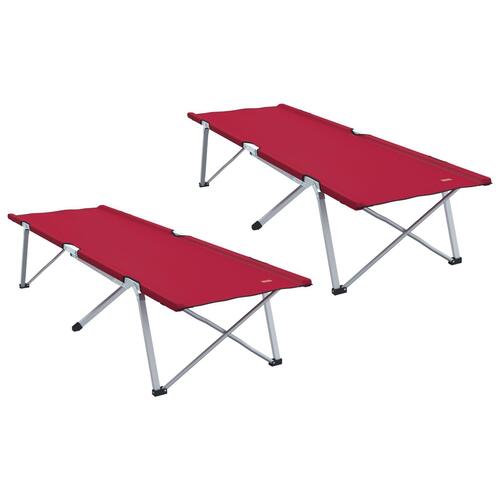 Foldbar Lounge Seng Rød Metal, Stof Standard Sammenfoldelig
