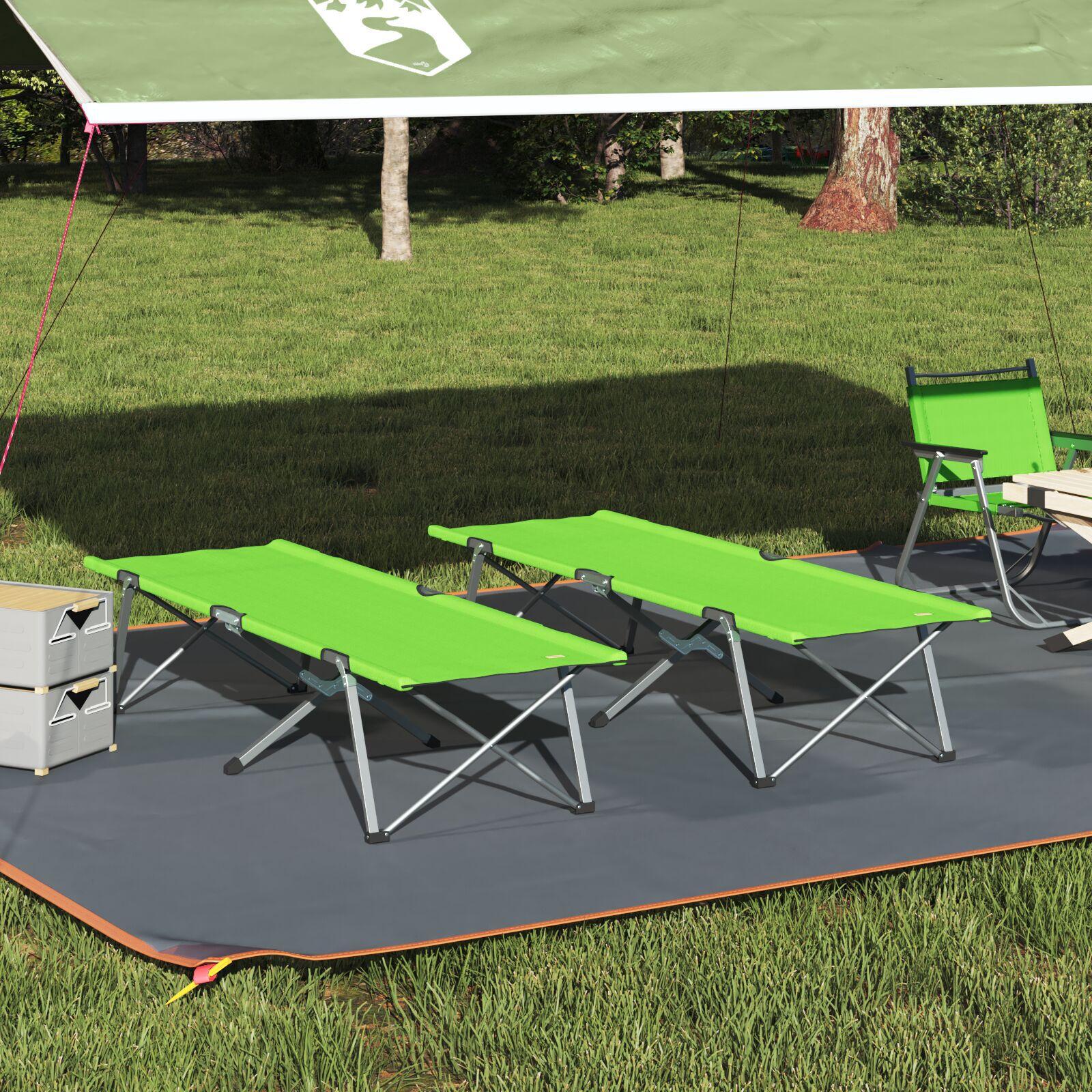 Foldeseng til camping Mørkegrøn Metalramme med stofoverflade