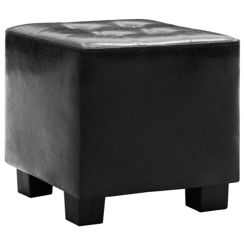 Lænestol med fodskammel kunstlæder sort