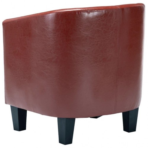 Lænestol med fodskammel kunstlæder vinrød