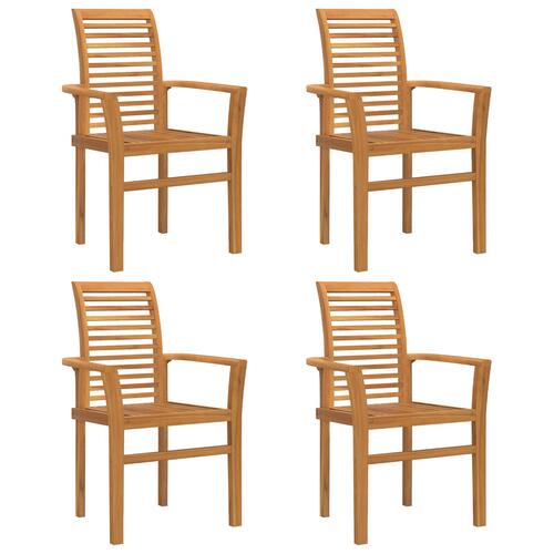 Stabelbare Havestol 4 stk Massivt Træ Teak