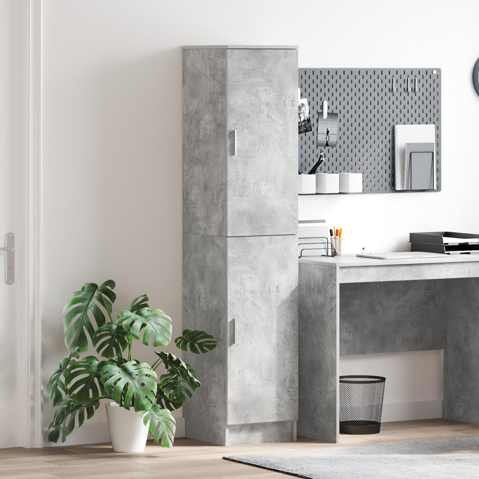 Highboard i betongrå - 35 × 39 × 168 cm, 2 døre, 4 hylder billede