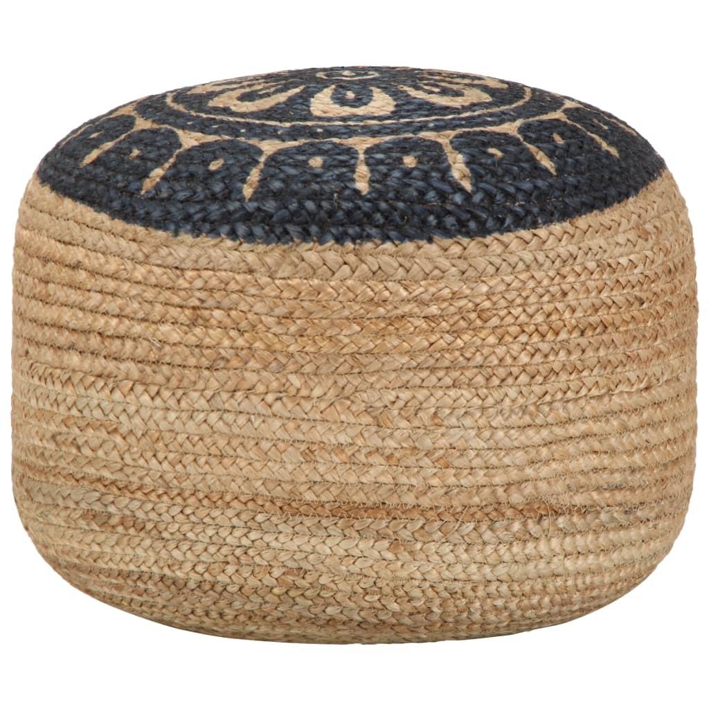 Håndlavet puf 45 x 30 cm jute blå