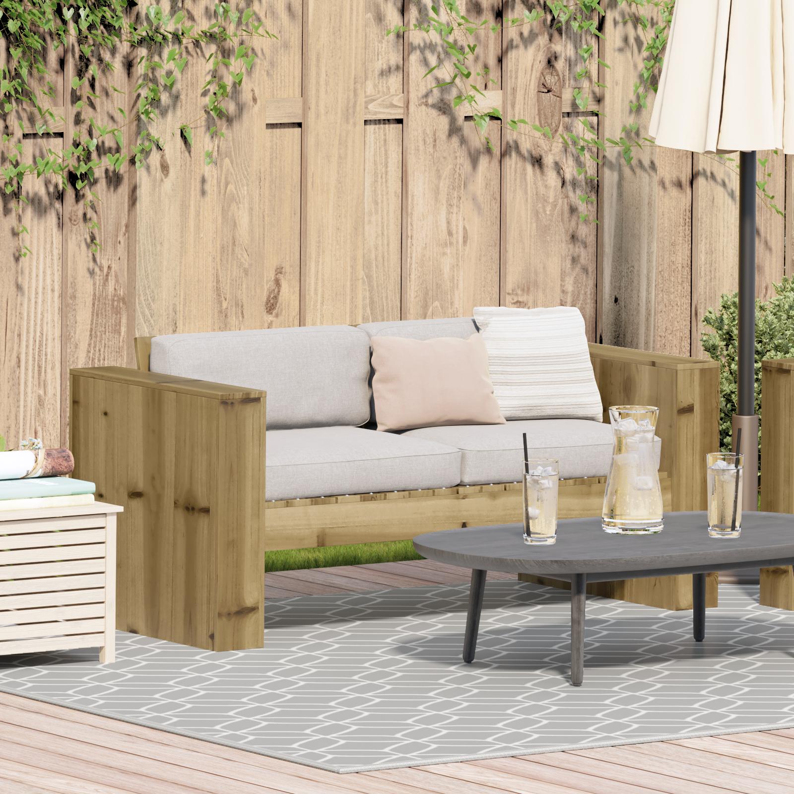 Havemøbelsofa i massiv fyrretræ - grøn, 134 × 60 × 62 cm