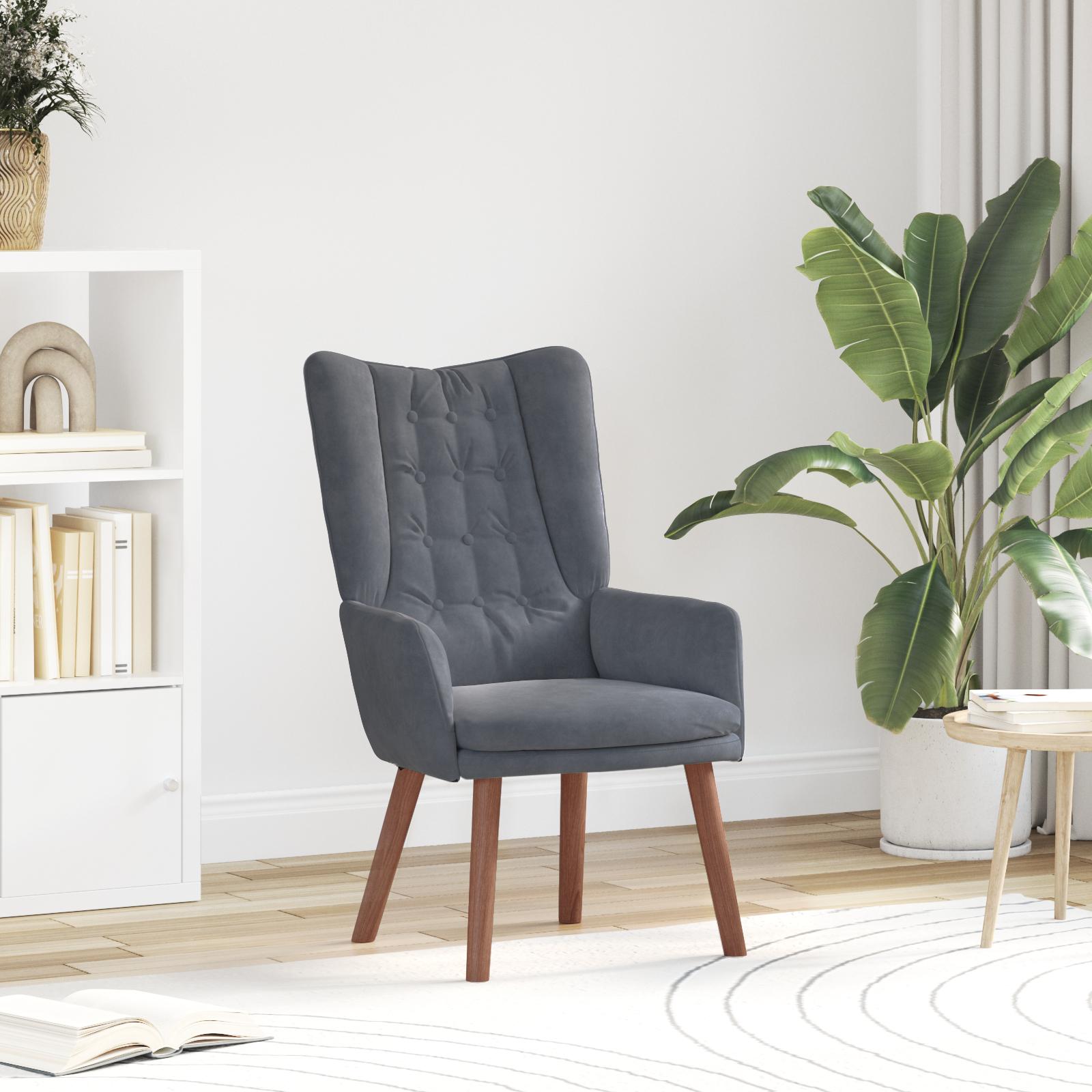 Afslappende stol mørkegrå velvet