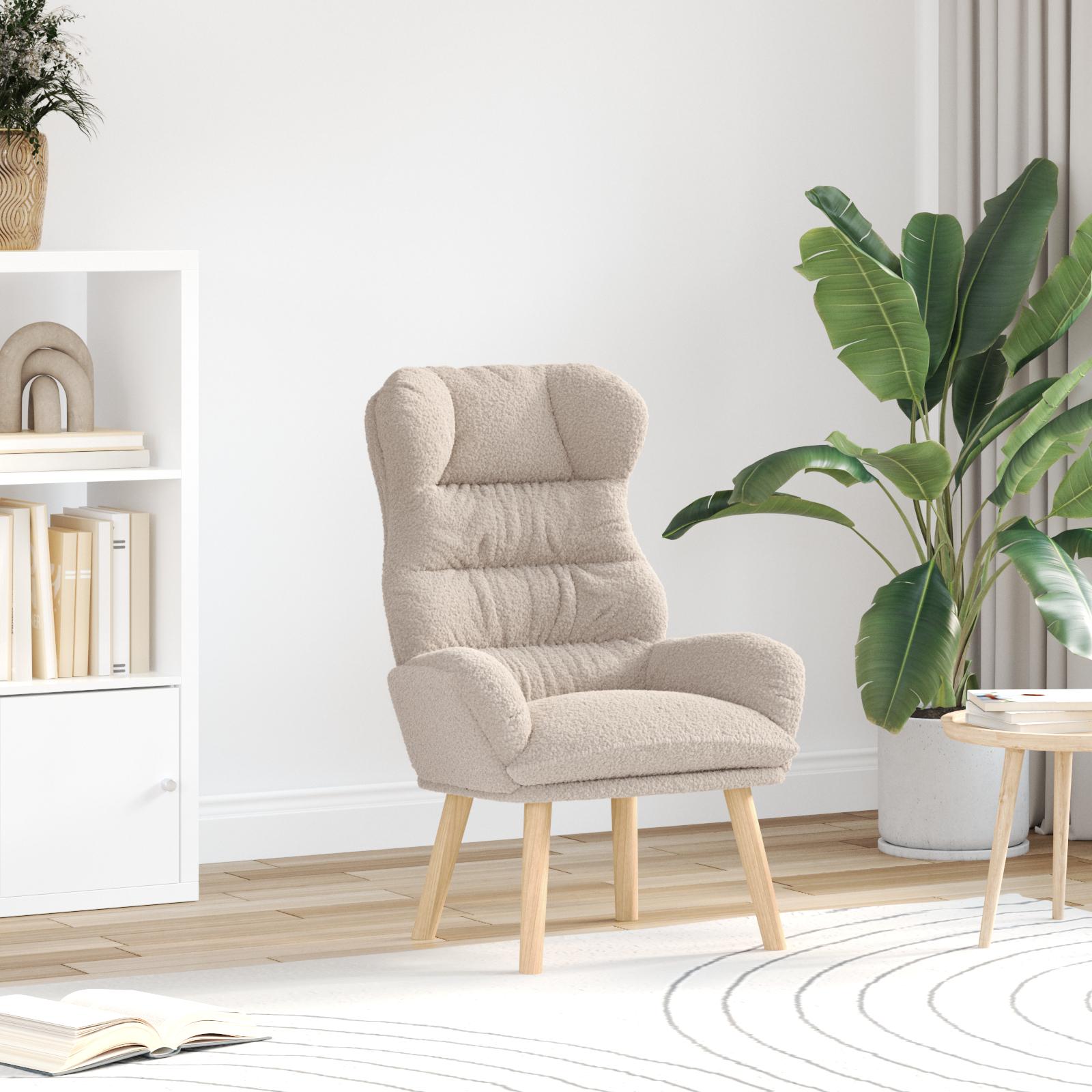 Afslappende Stol Lysegrå Krøllet Uldlignende Stof