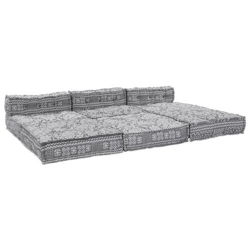 4-personers modulsofa pouffe konvertibel lysegrå stof
