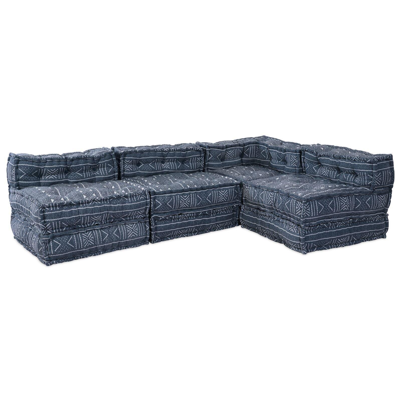 4-personers modul-pouf sofa, konvertibel, indigo stof