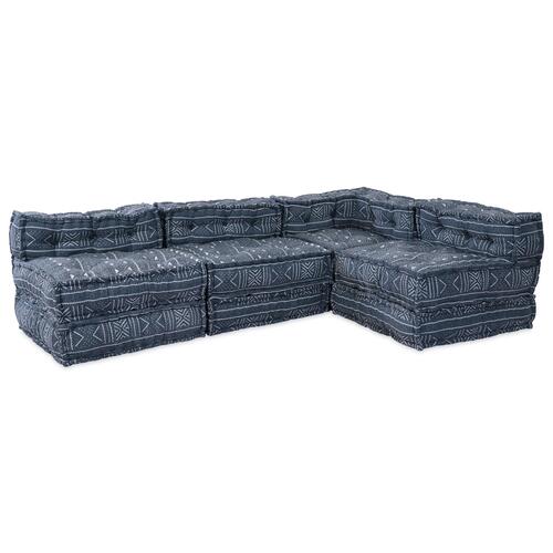 4-personers modul-pouf sofa, konvertibel, indigo stof