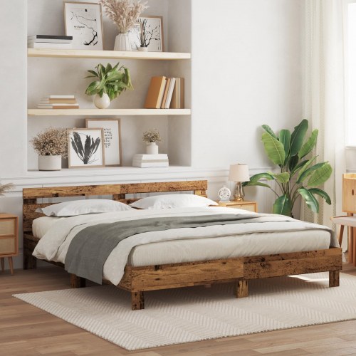 Sengeramme Rustik Gammelt Træ Massivt Genbrugstræ 200 x 200 cm
