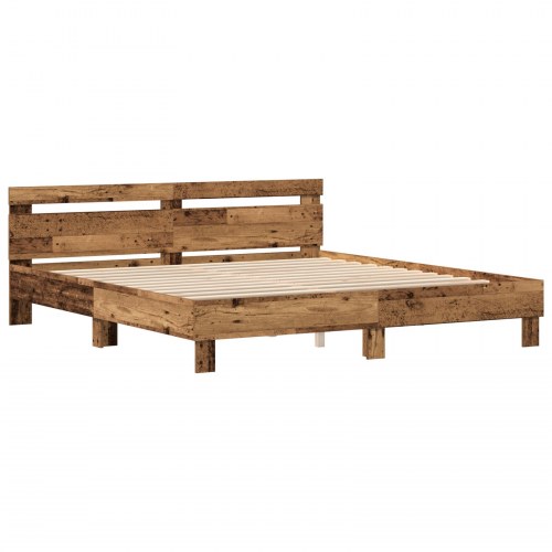 Sengeramme Rustik Gammelt Træ Massivt Genbrugstræ 200 x 200 cm