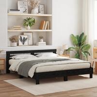 Træ sengestel Sort egetræ Massivt træ 200 x 200 cm Slidstærk