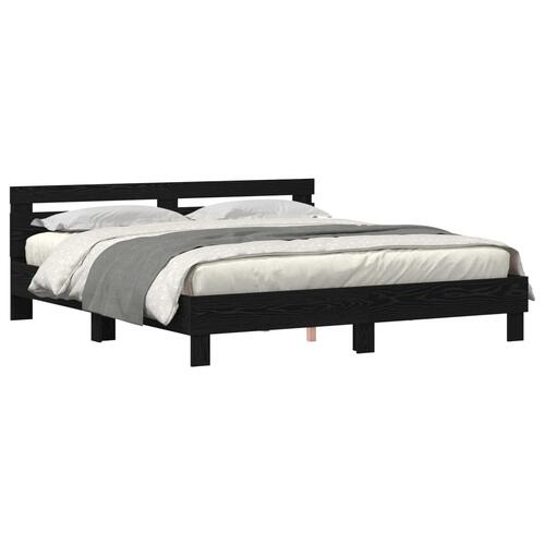 Træ sengestel Sort egetræ Massivt træ 200 x 200 cm Slidstærk