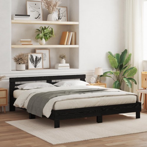 Egetræ lamelbund Sort egetræ Massivt egetræ 180 x 200 cm Solid