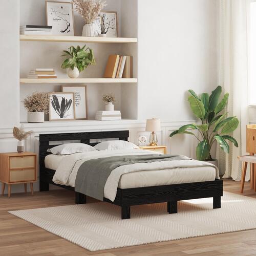 Egetræ sengestel Sort egetræ Konstrueret træ 135 x 190 cm