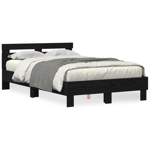Egetræ sengestel Sort egetræ Konstrueret træ 135 x 190 cm