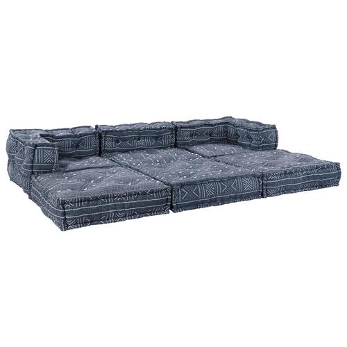 3-personers modul sofa pouf konverterbar i indigo stof