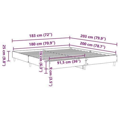 Senge Ramme Sort Egetræ 180x200 cm Ingeniørtræ