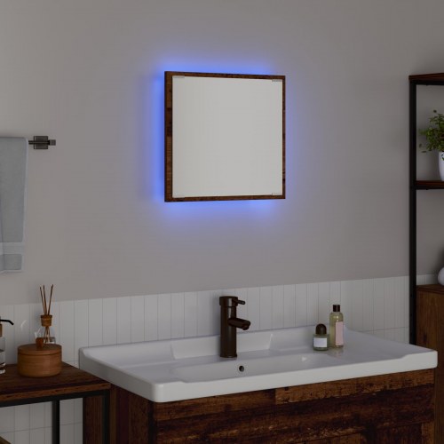 LED badeværelsesspejl Gammel træ 40x8.5x37 cm Ingeniørtræ