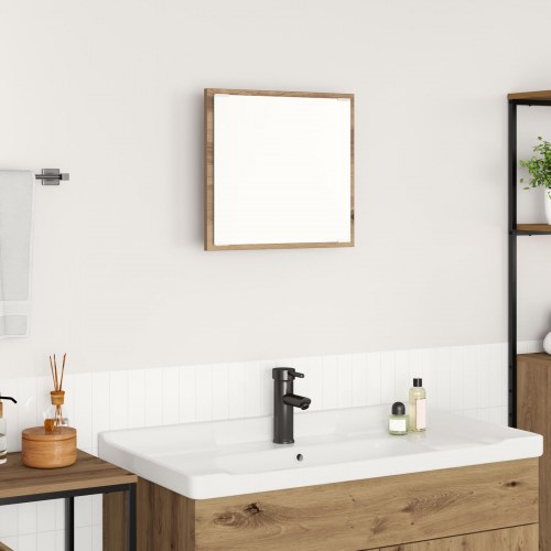 LED badeværelsesspejl Artisan egetræ 40x8.5x37 cm konstrueret træ