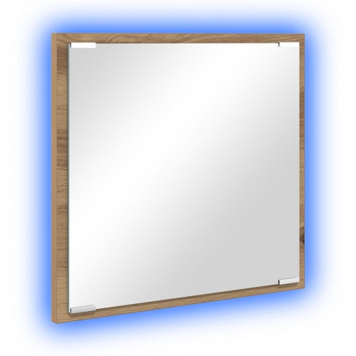 LED badeværelsesspejl Artisan egetræ 40x8.5x37 cm konstrueret træ