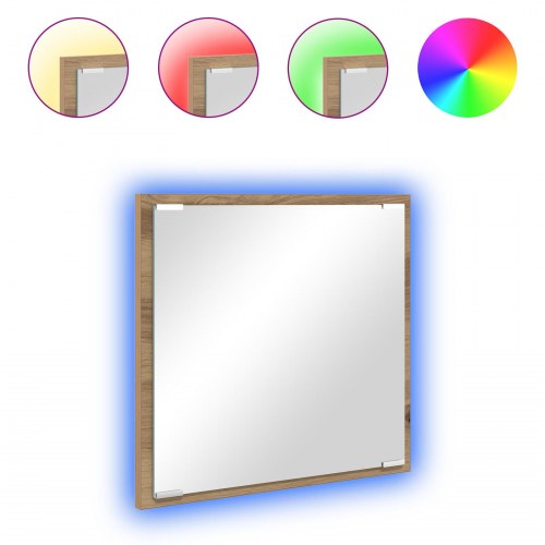 LED badeværelsesspejl Artisan egetræ 40x8.5x37 cm konstrueret træ