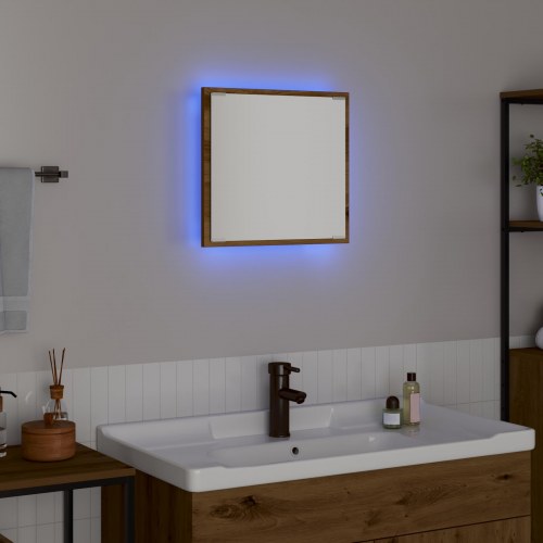 LED badeværelsesspejl Artisan egetræ 40x8.5x37 cm konstrueret træ