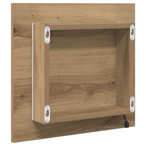 LED badeværelsesspejl Artisan egetræ 40x8.5x37 cm konstrueret træ
