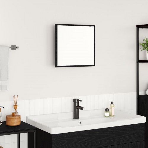 LED badeværelsesspejl Sort eg 40x8.5x37 cm Ingenieret træ