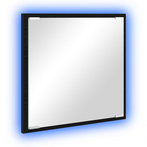 LED badeværelsesspejl Sort eg 40x8.5x37 cm Ingenieret træ