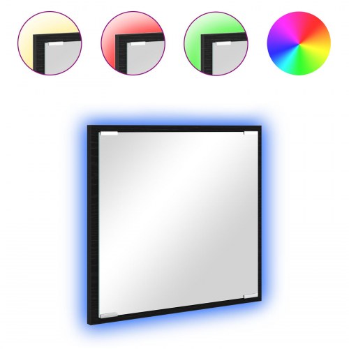 LED badeværelsesspejl Sort eg 40x8.5x37 cm Ingenieret træ