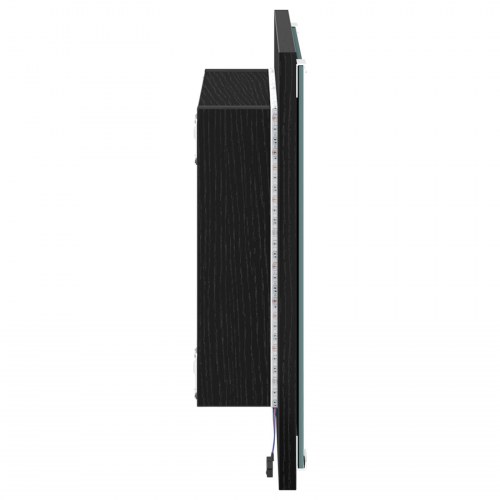 LED badeværelsesspejl Sort eg 40x8.5x37 cm Ingenieret træ