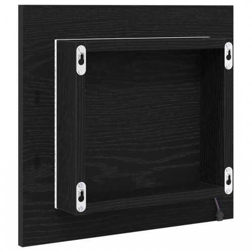 LED badeværelsesspejl Sort eg 40x8.5x37 cm Ingenieret træ