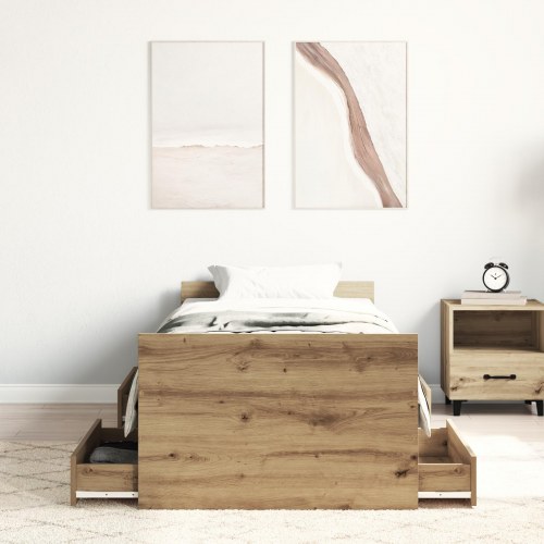 Senge ramme uden madras Artisan Eg 75x190 cm Konstrueret træ