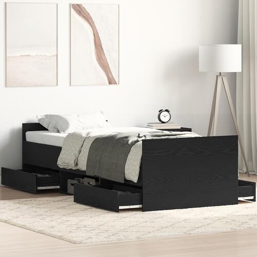 Seng uden madras Sort Eg 75x190 cm Konstrueret træ