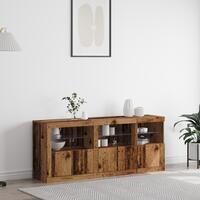Skabsbord med LED Lys Gamle Træ 162x37x67 cm Ingeniørtræ