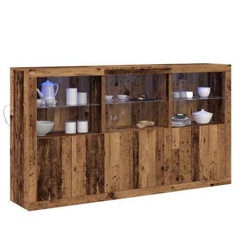 Skabsbord med LED lys Gammelt Træ 181.5x37x100 cm Spånplade