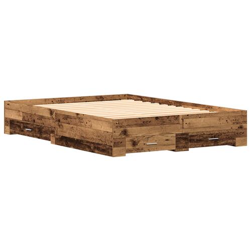 Sengestel med Skuffer Gammelt træ Konstrueret træ 160 x 200 cm