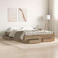 Senge ramme med skuffer Artisan egetræ Konstrueret træ 140 x 200 cm