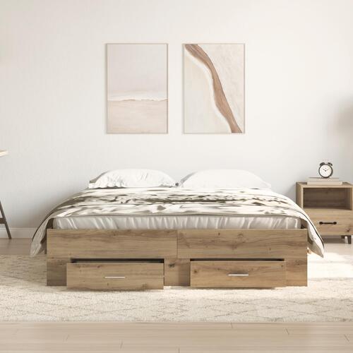 Senge ramme med skuffer Artisan egetræ Konstrueret træ 140 x 200 cm
