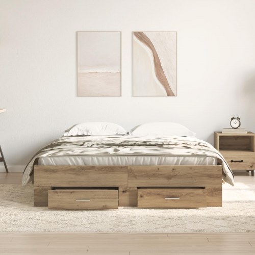 Seng med skuffer Artisan Eg 135x190 cm Ingeniørtræ